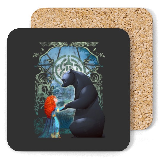 Disney Pixar Brave Merida And Bear Profile Portrait Coasters, Magic Kingdom Holiday Unisex Coasters