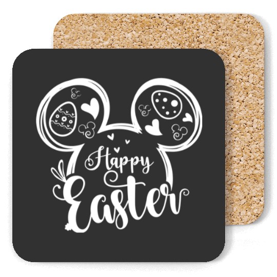 Happy Easter Coasters, Mickey Head Coasters, Easter Disney Coasters, Disney Trip Coasters, Easter Disneyland Vacation Coasters, Easter Bunny Coasters, Disney