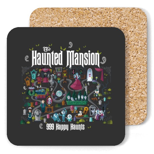 Retro The Haunted Mansion Map Coasters, Vintage Disney Halloween Coasters