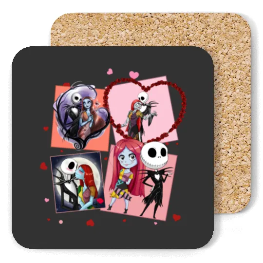 Jack and Sally Happy Valentine's Day Coasters, Disney Valentines Coasters