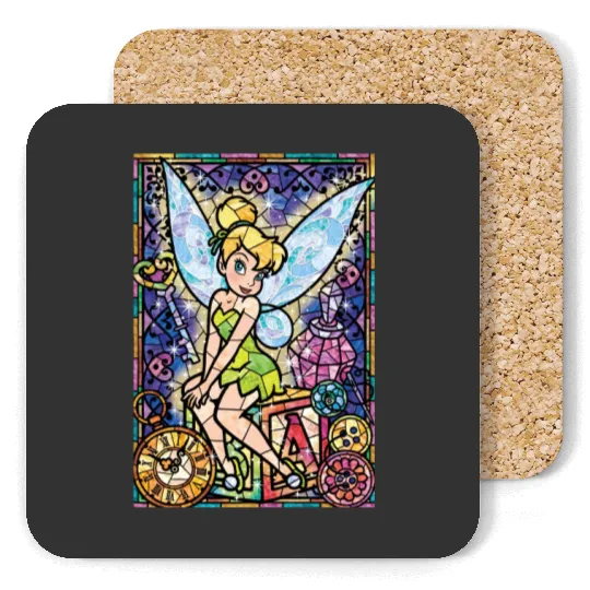 Tinker Bell stained Glass Coasters, Disney Tinker Bell Coasters, Family Vacation Disney Coasters