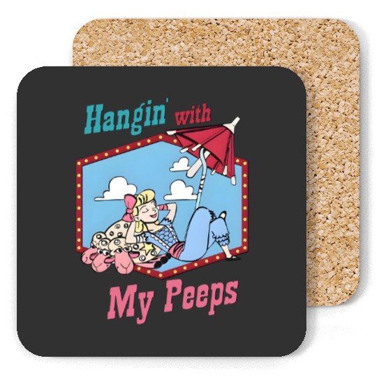 Disney Bo Peep With Blue Sky White Clouds Hangin With My Peeps Coasters, Toy Story Coasters