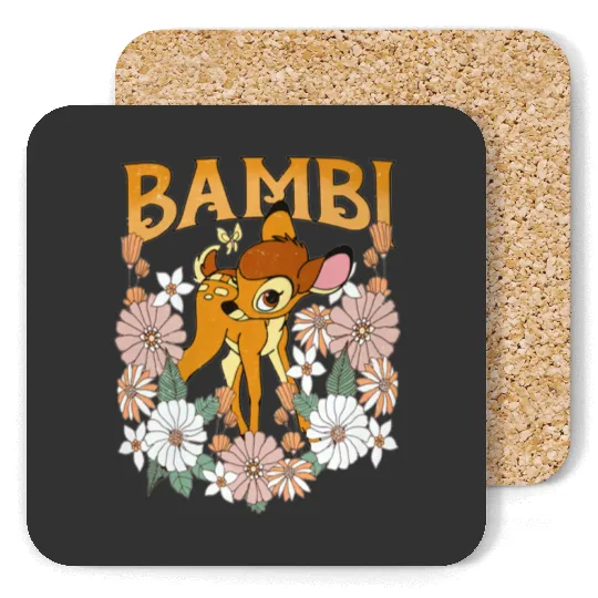 Vintage Floral Bambi Coasters, Disney Bambi Deer Coasters, Disney Character Bambi Birthday Gift