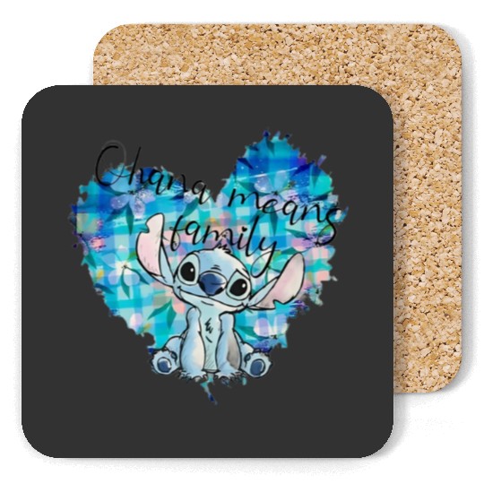 Disney Stitch Coasters,Ohana Means Family Coasters, Disney Vacation Coasters