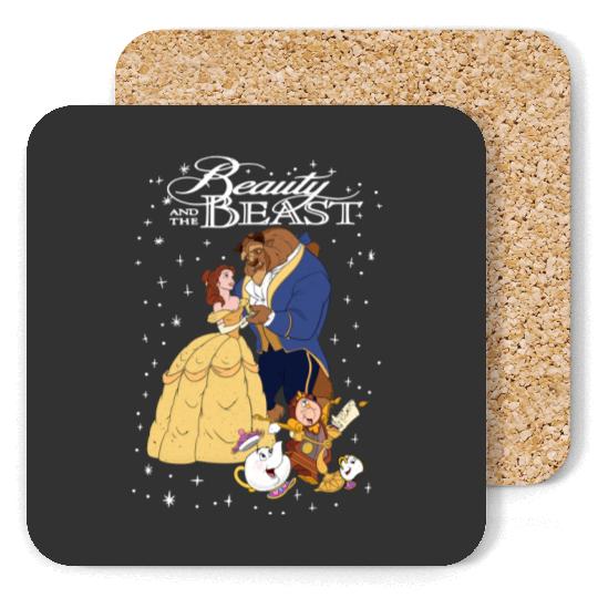 Retro Disney Beauty And The Beast Classic Title Logo Portrait Coasters, Magic Kingdom WDW  Coasters Family Birthday Gift