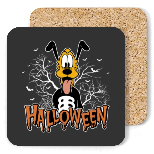 Pluto Skeleton Coasters, Halloween Coasters, Funny Skeleton Coasters, Disney Pluto Coasters, Disney Skeleton Coasters