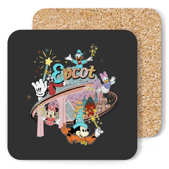 Disney Epcot Coasters, Vintage Epcot 1982 Coasters, Vintage Disney Coasters, Mickey And Friends, Epcot Trip Coasters