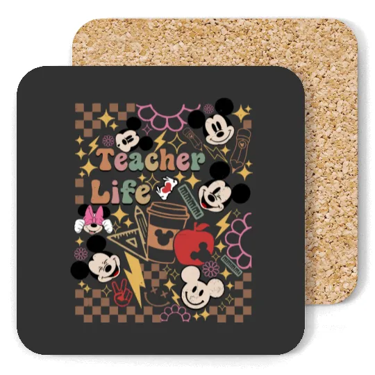 Disney Teacher Life  Coasters, Mickey Teacher Coasters, Teacher Appreciation Gift