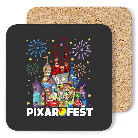 Disneyland Castle Pixar Fest Characters Coasters, Inside Out Monster Inc Toy Story Coasters