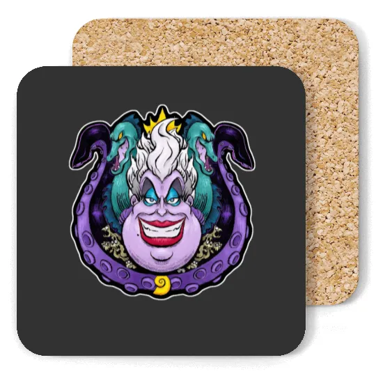 Ursula Villain Vintage Coasters, Disney Villain's Ursula Coasters, Ursula Sea Witch Women's Coasters, Disney Sea Witch Ursula Classic Coasters