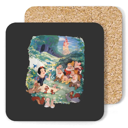 Retro 90s Disney Snow White  Coasters, Retro Snow White 7 Dwarfs Coasters, Vintage Disney Princess Coasters