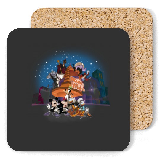 Vintage Mickey's House of Villains Coasters, Retro Disney Halloween Coasters, Disney Villians Halloween Party Tees, WDW Magic Kingdom Coasters