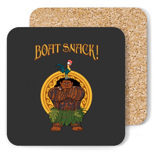 Funny Maui And Hei Hei Boat Snack Retro Coasters, Disney Moana