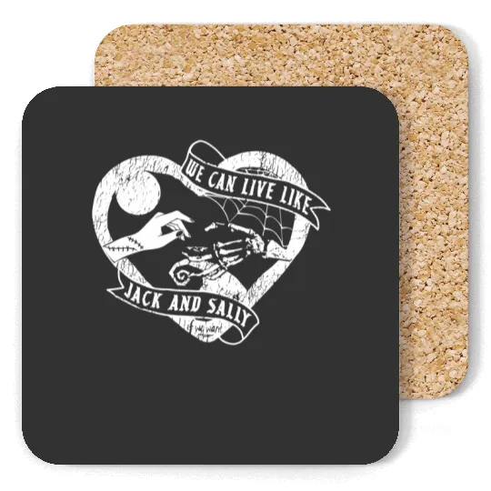 We Can Live Like Jack and Sally Coasters, Disney Love Couple Coasters, Nightmare Before Christmas Jack and Sally