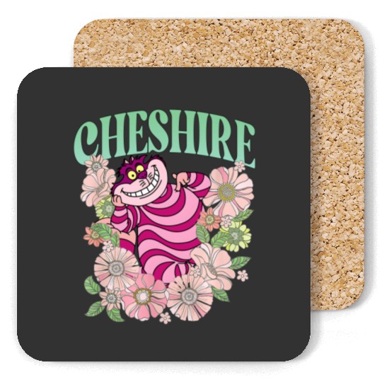 Retro Cheshire Cat Floral Coasters, Alice In Wonderland Coasters, Disney Cats Coasters