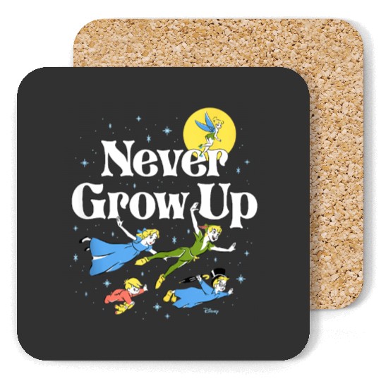 Vintage Never Grow Up Peter Pan Coasters, Disney Peter Pan Coasters