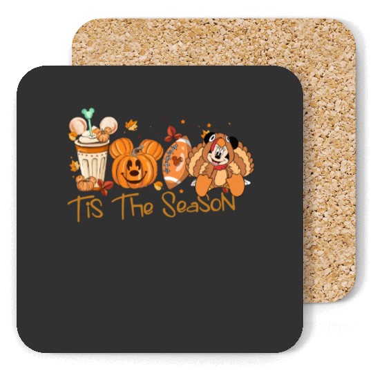 Disney Fall Season Coasters, Mickey Tis The Season Coasters, Thanksgiving Pumpkin Coasters