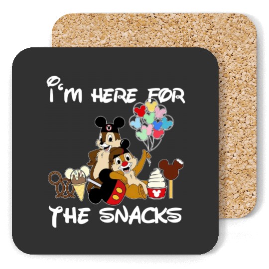 I'M Just Here For The Snacks Coasters, Snacking Around The World Coasters, Chip And Dale Coasters Disney Trip Family Coasters