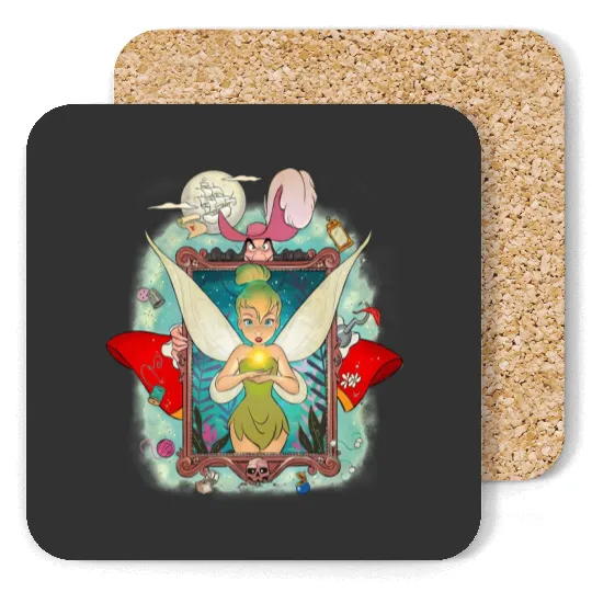 Retro Tinkerbell Coasters, Disney Princess Coasters, Disney Tinkerbell Coasters