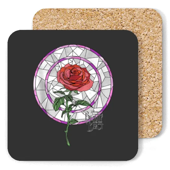 Disneyss Beauty And The Beast Stained Glass Rose Coasters