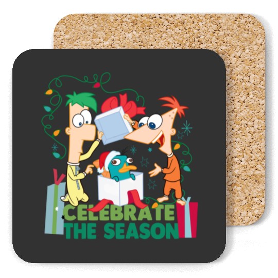 Disney Santa Phineas and Ferb Perry the Platypus Celebrate the Season Christmas Lights Coasters