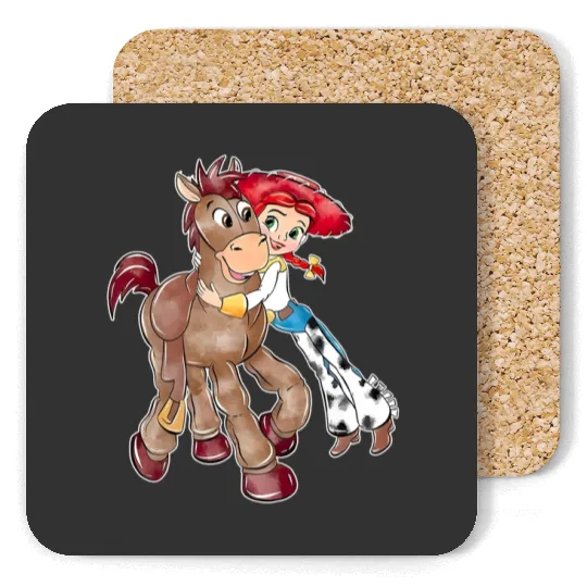 Vintage Disney Toy Story Jessie Bullseye Coasters, Toy Story Jessie And Bullseye Coasters