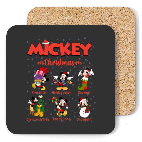 Mickey Christmas Coasters, Christmas Coasters, Raglan Coasters, Disney Christmas Coasters