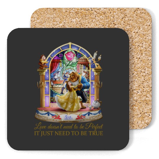 Disney Beauty and The Beast Stained Glass Rose Coasters, Disney Belle and The Beast Coasters