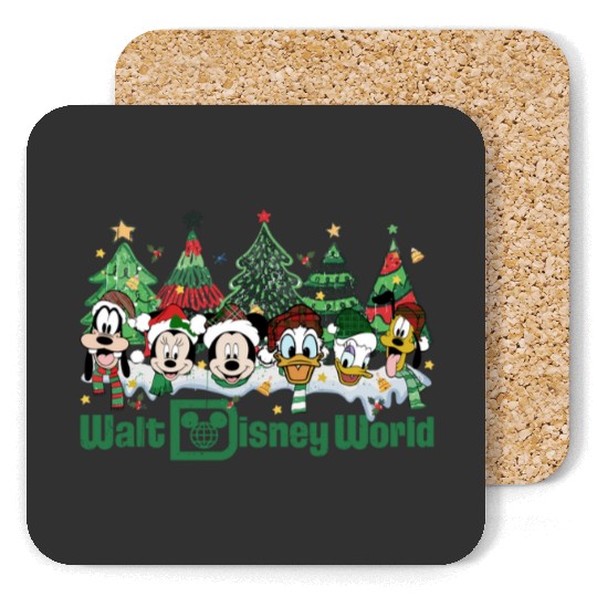 Walt Disneyworld Coasters, Disney Christmas Coasters, Disneyworld Xmas Coasters, Magic Kingdom Holiday Coasters