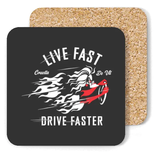 Discover Disney Unisex Coasters: 101 Dalmations Cruella Live Faster