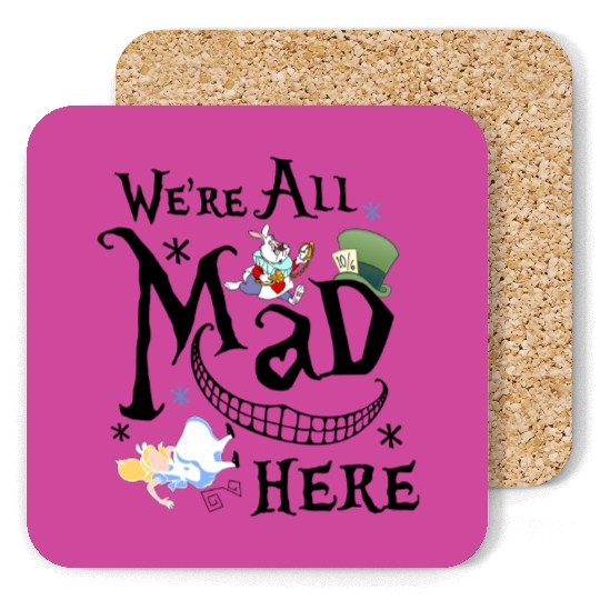 Disney Alice In Wonderland Cheshire Cat We're All Mad Here Retro Coasters,