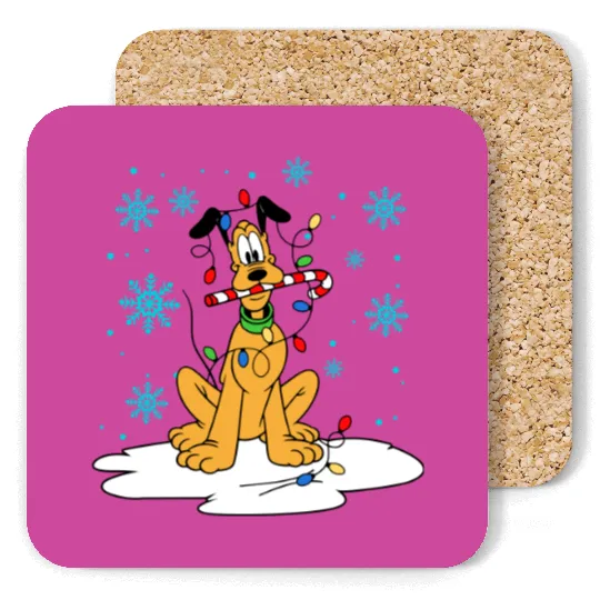 Disney Christmas Coasters, Pluto Christmas Coasters, Disney Pluto Coasters