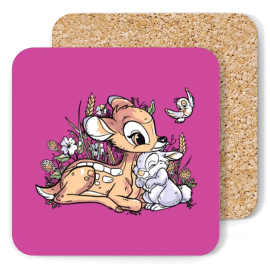 Cute Disney Bambi And Thumper Retro Vintage Coasters, Magic Kingdom Holiday Trip Coasters