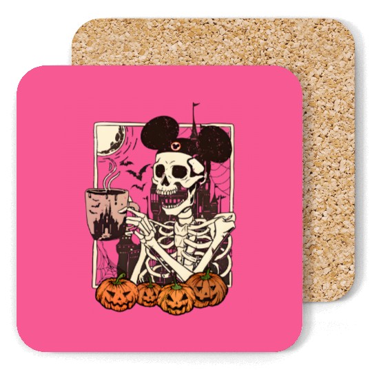 Vintage Disney Skeleton  Color Coasters, Mickey Skeleton Coffee Coasters
