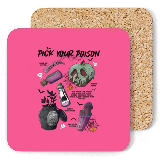 BVintage Retro Pick Your Poison Disney Halloween  Coasters, Disney Villains