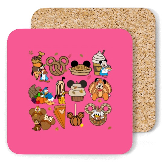Disney Thanksgiving Coasters, Disney Fall Vibes Coasters, Mickey Mouse Pumpkin Drink Coasters