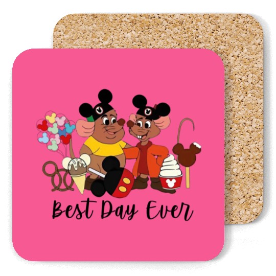 Best Day Ever Jaq and Gus Gus Coasters, Disney Trip Coasters, Disneyland Cinde Coasters, Disney Mice Coasters