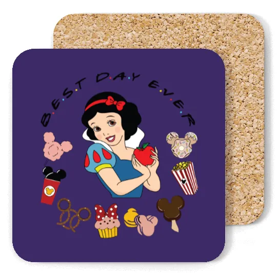 Disney Snow White Coasters, Snow White Disney Snacks Coasters, Disney Best Day Ever Snow White Coasters