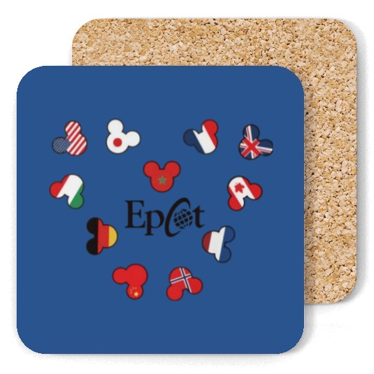 Epcot Mickey Flags Around the World Unisex Coasters, World Showcase, Disney Magic Kingdom, Disney Epcot