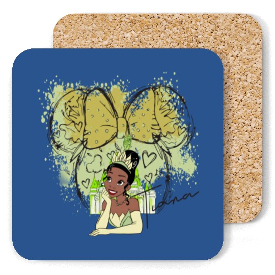 Tiana Princess Coasters, Watercolor Disney Castle Coasters, Disney Princess Coasters,