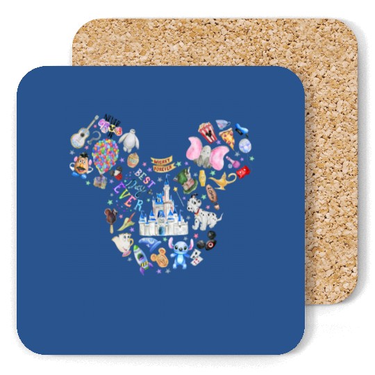 Disney Mickey Ears Coasters, Disneyland Vacation Coasters, Best Day Ever