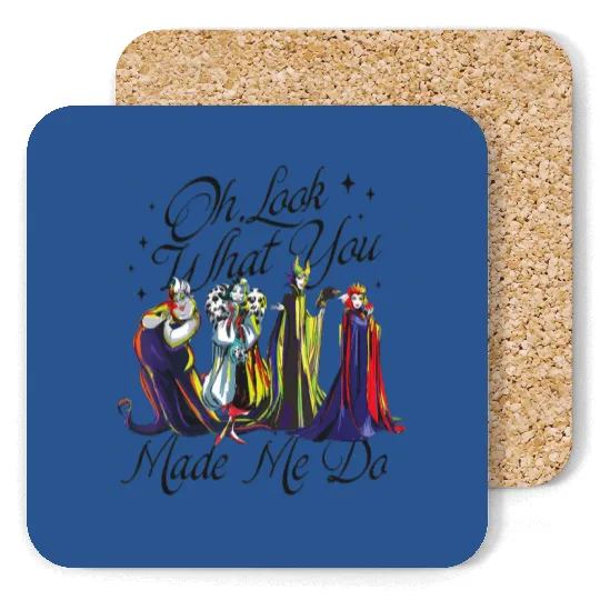 Evil Queen Malificent Cruella Ursula Coasters, Disney Villains Coasters