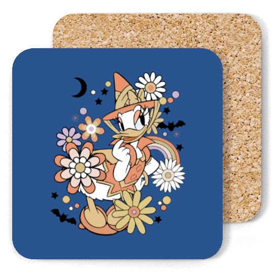 Daisy Duck Floral Halloween Coasters, Vintage Disney Halloween Coasters