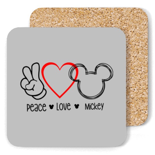 Peace Love Mickey Mouse Adult Coasters- Disney Trip - Vacation Coasters