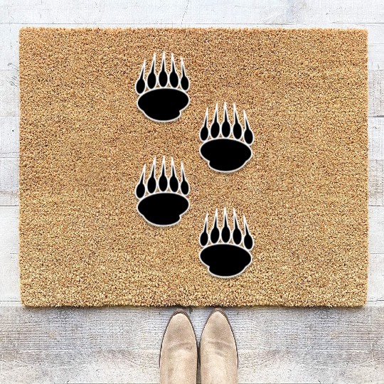 Black Bear Paw Prints Coir Doormats