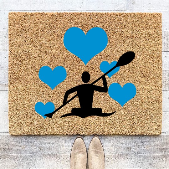 Canoe with 5 hearts Coir Doormats