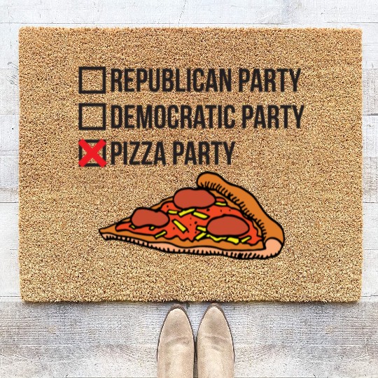 Republican Party vs Democratic Party vs Pizza Part Coir Doormats
