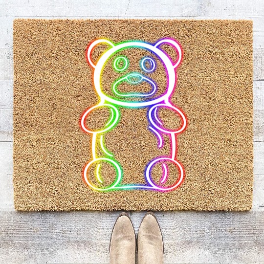 Neon Rainbow Gummy Bear Coir Doormats