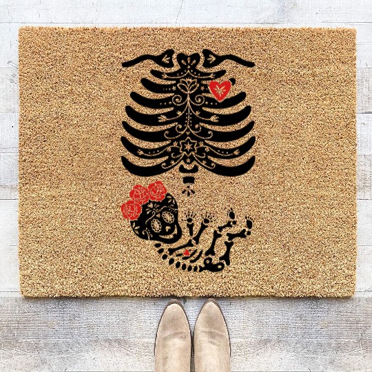 Maternity Sugar Skull Girl - Frida Coir Doormats