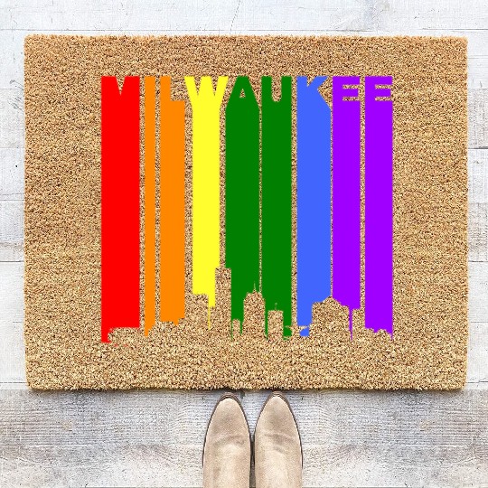 Milwaukee Wisconsin Rainbow LGBT Gay Pride Coir Doormats